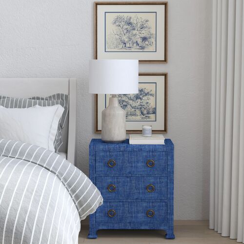Kos 3-Drawer Raffia Nightstand1
